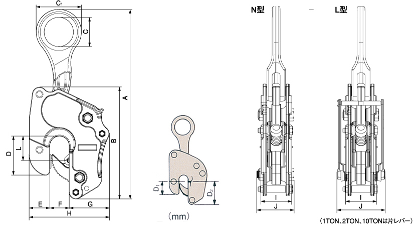 かわいい！ V25N型 竪吊クランプ 使用荷重5.0T 範囲0〜50mm